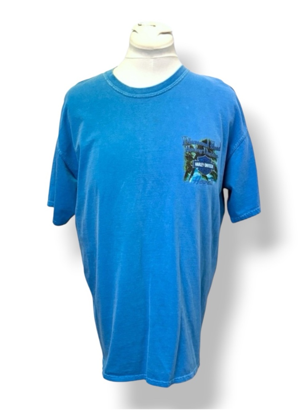 Harley Davidson Mens Short Sleeve Cotton Graphic Tee Diamond Head Hawaii Blue L
